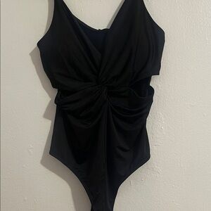 Express Black Twist-Front Bodysuit